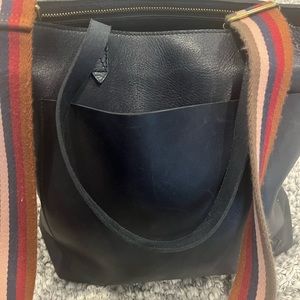 MADEWELL blue The Zip-Top Medium Transport Tote: Rainbow Webbing Strap Edition